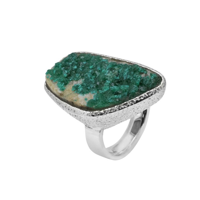 Ring mit Dioptas (Kupfersmaragd) aus 925 Silber – Bild 3