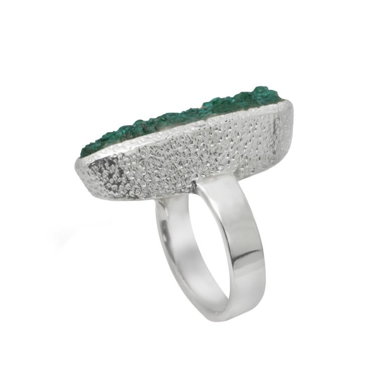 Ring mit Dioptas (Kupfersmaragd) aus 925 Silber – Bild 2