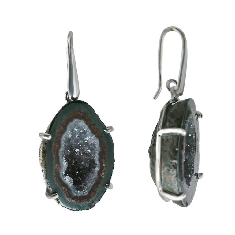 Earrings with agate gland made of 925 silver
