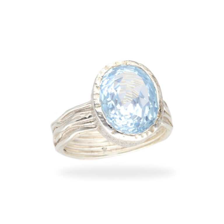 R-ST-113 | Ring mit Blauem Topas aus 925 Silber