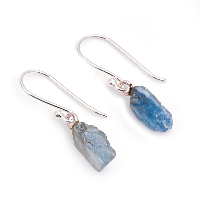 Earrings with aquamarine made of 925 silver