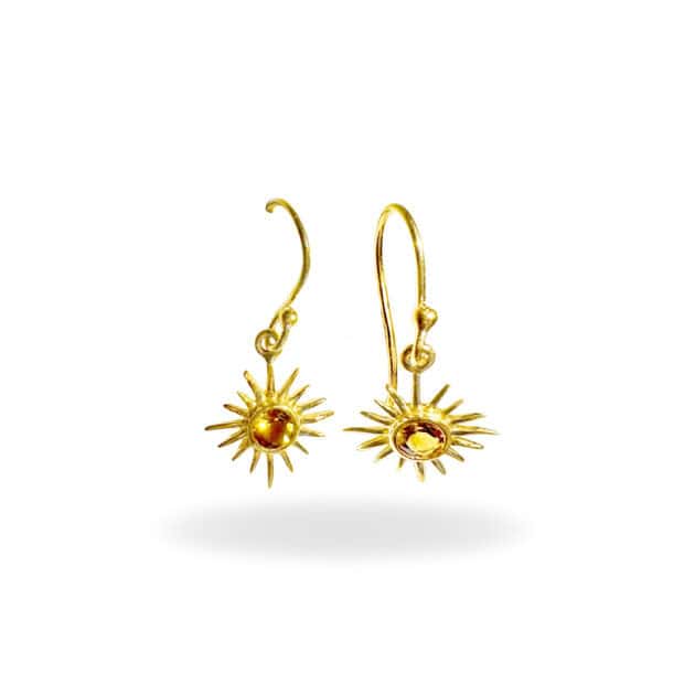 Earrings with citrine made of 925 silver 1.0 micron gold-plated