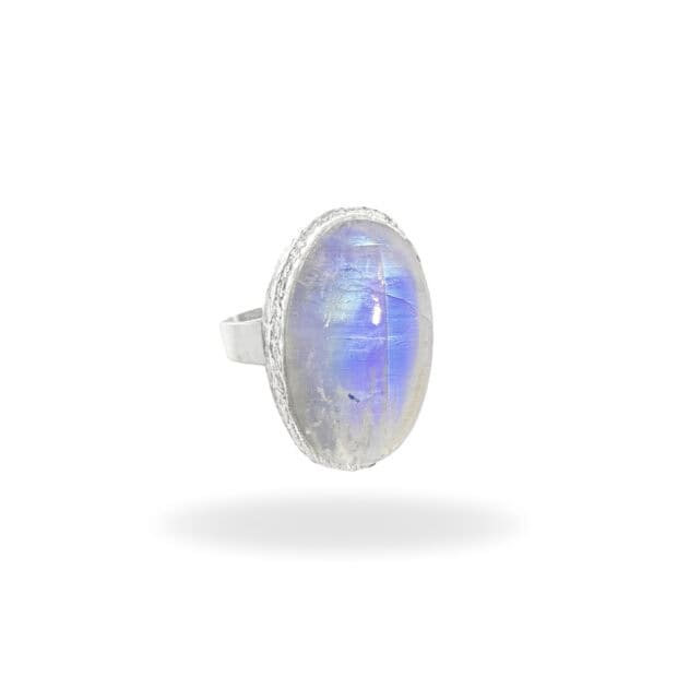 Ring with moonstone made of 925 silver - Size 57
